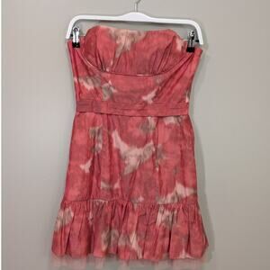 BCBGMaxazria Strapless Dress Erin Red Ink Combo Flared Mini - Size 6